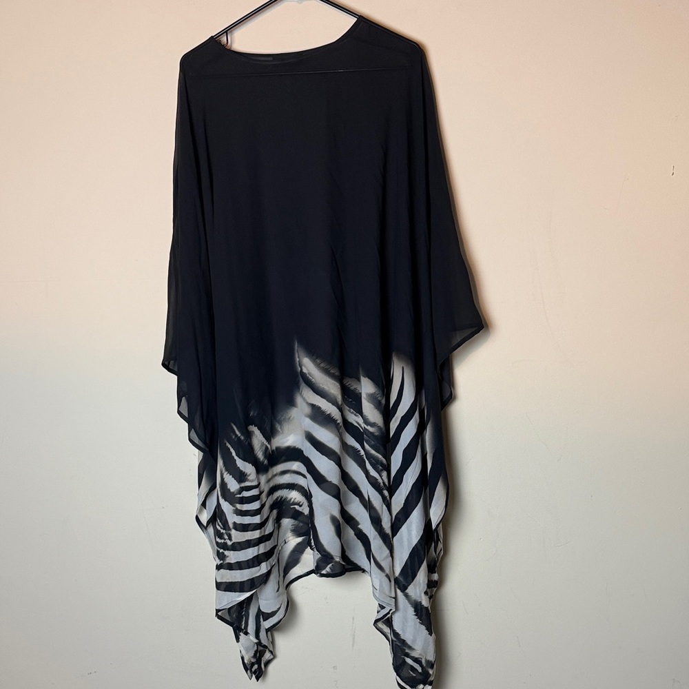 Rare Eskandar 100% silk zebra sheer tunic dress Sz 1 made in England Lagenlook